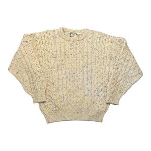 Gaeltarra Irish Wool Cable Knit Fisherman Sweater Pullover Ivory size XS
